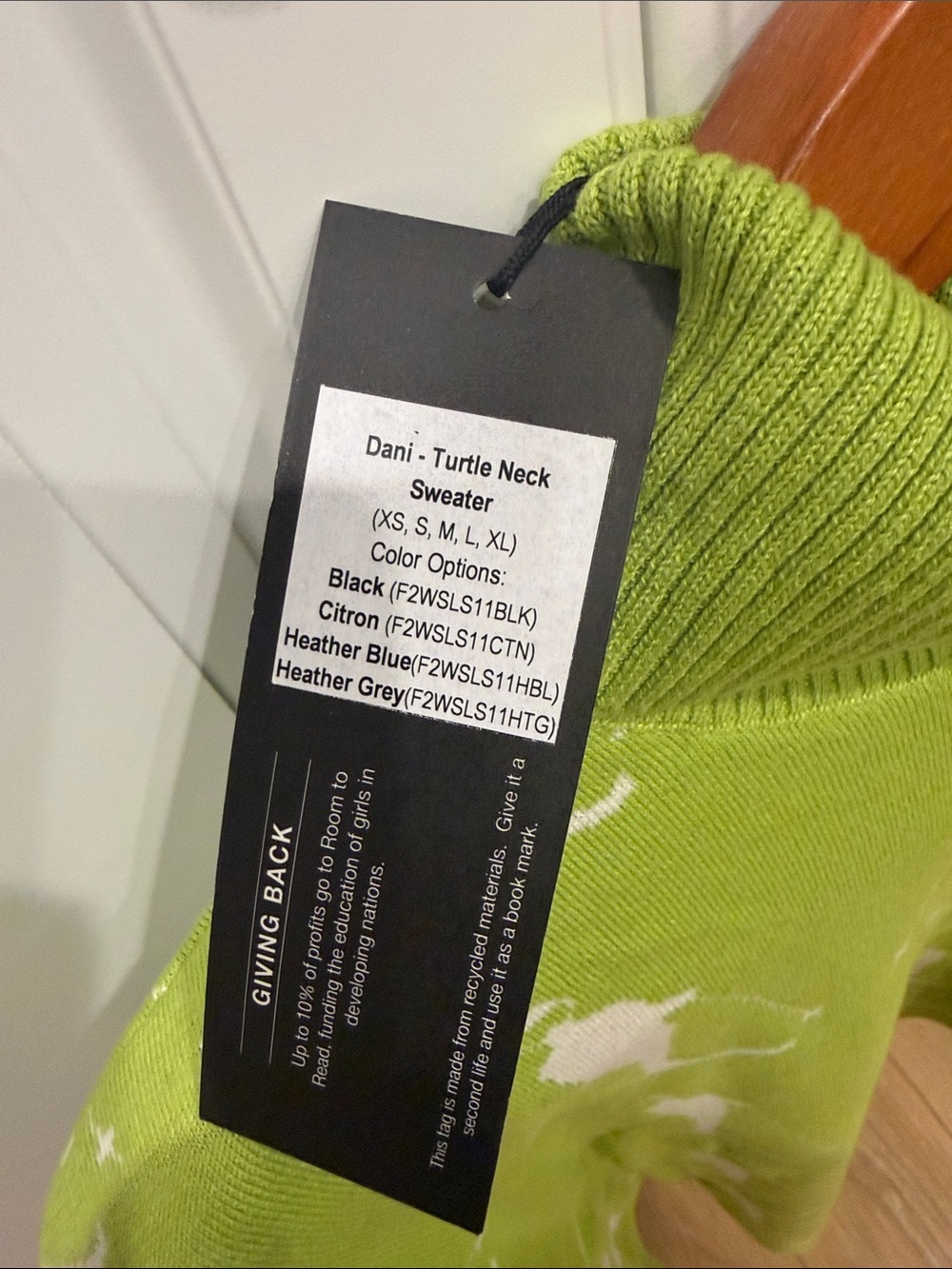 Alp N Rock Lime Green Ski Motif Turtleneck Sweater - Picture 2 of 3